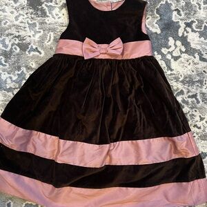 Charming Pink and Brown Kids Casual velvet Dress size 6